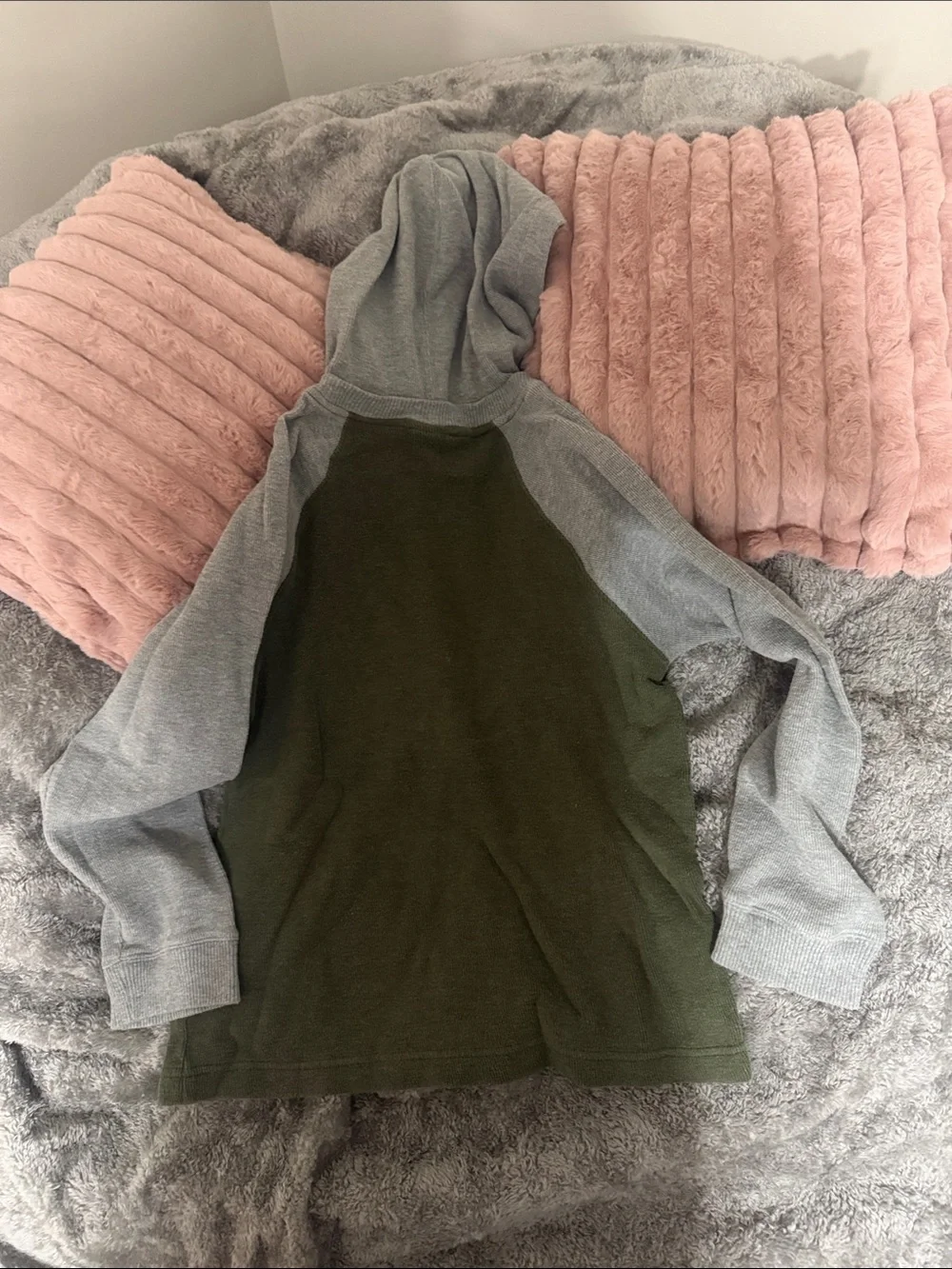 Old Navy Olive Green & Gray Hooded Pullover Sweater Boys L